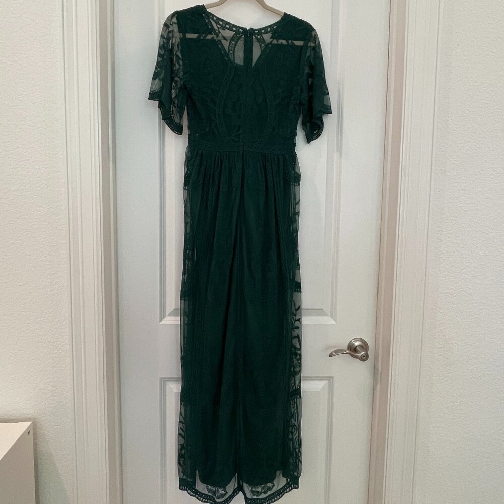 NWT PinkBlush Forest Green Lace Mesh Overlay Maxi Dress size small - Picture 10 of 13